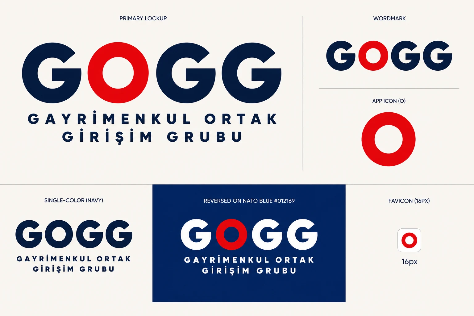 GOGG logo varyantları — yatay, dikey, ikon ve tek renk