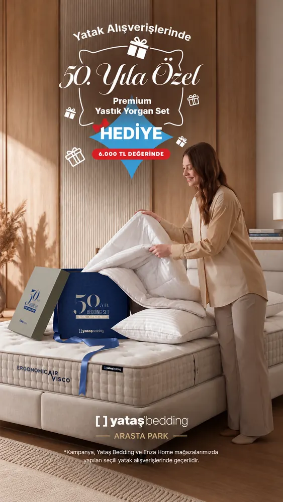 50. yıla özel yastık-yorgan seti hediye