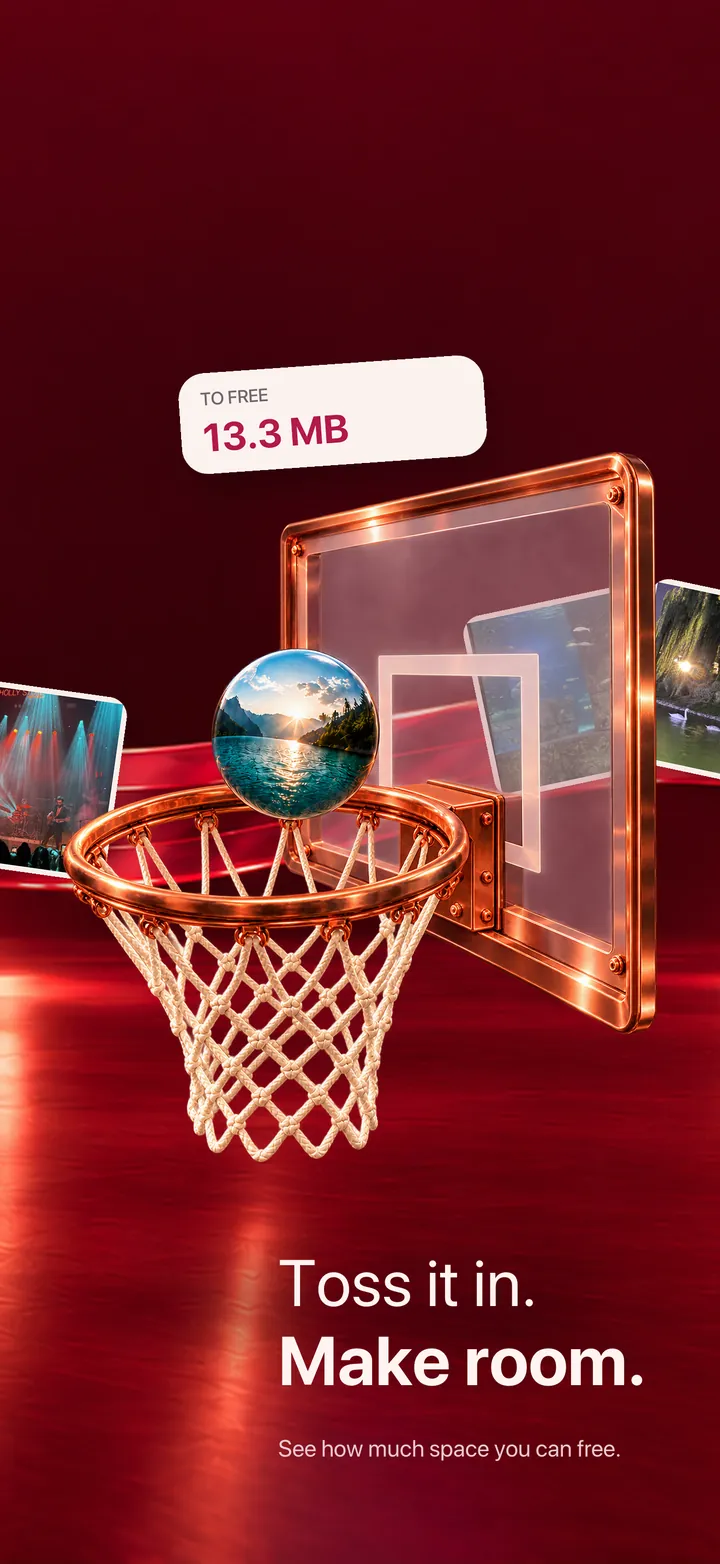 Toss into the hoop to delete